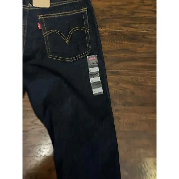 NEW Levis Jeans Womens 27 Dark Blue Denim Pants High Rise Straight Flex - Picture 2 of 9